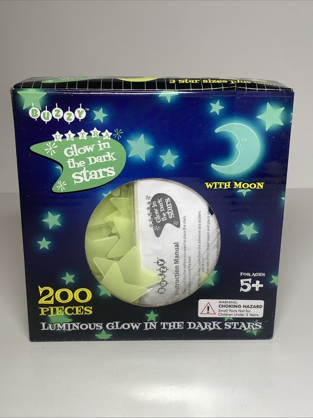 Glow In The Dark Stars With Moon 200 Pieces Removable Adhesive Stickers Included
