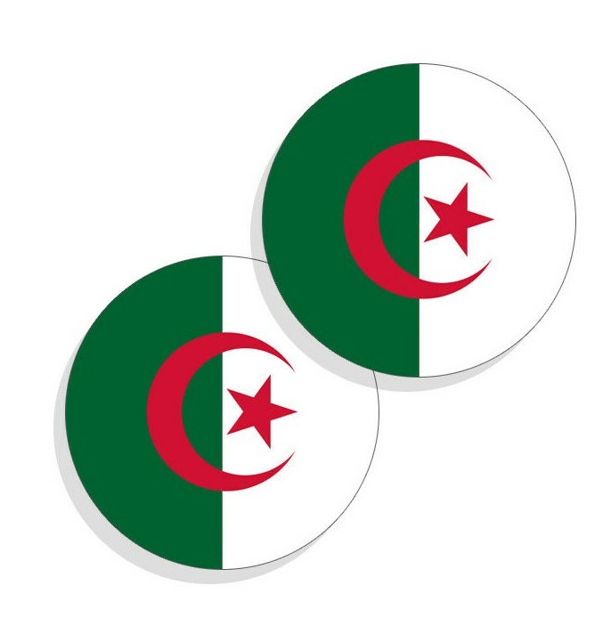 Algeria Flag Stickers Flag Decals Vinyl Indoor Outdoor Stickers Round Set of 4