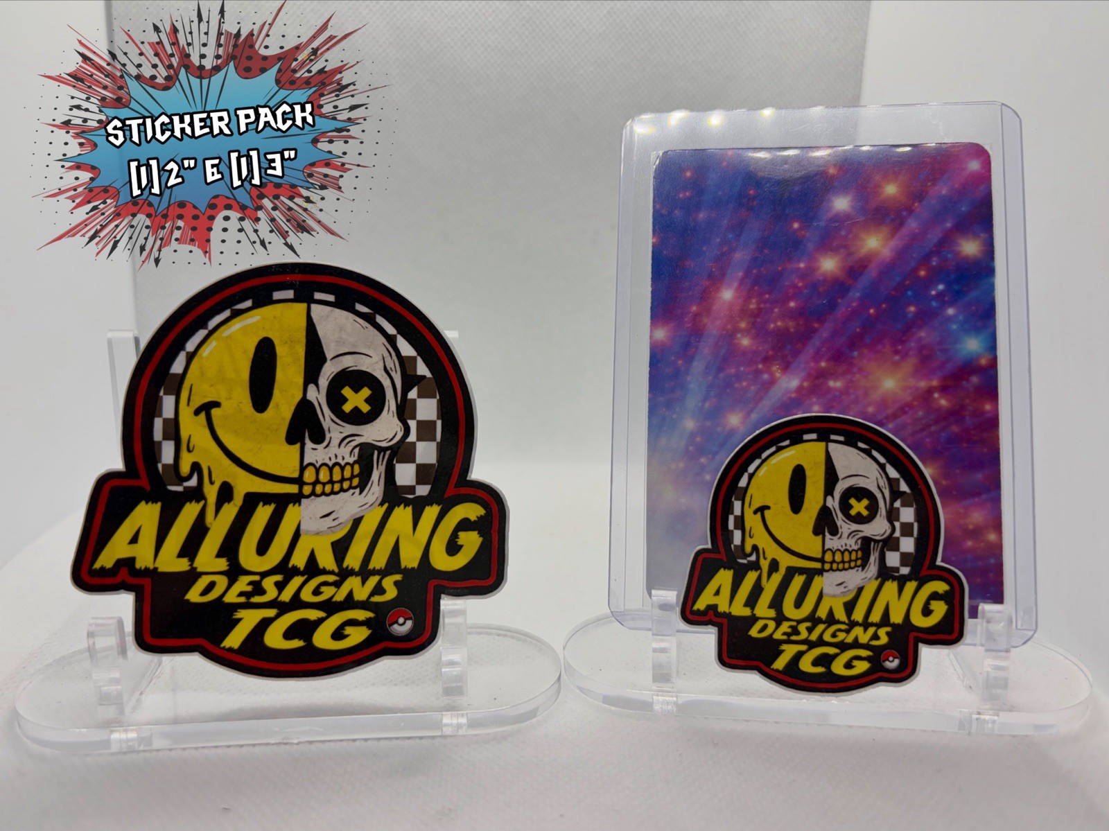 Alluring Designs TCG Skull Sticker Pack, (1) 2 in x (1) 3 in. Waterproof