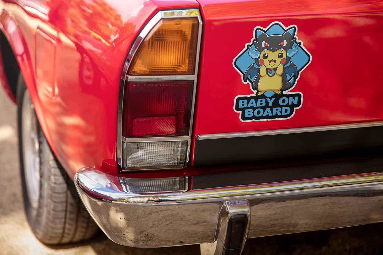 Pikachu Charizard X Poncho Baby On Board Decal – Cute Anime Car Vinyl Kawaii