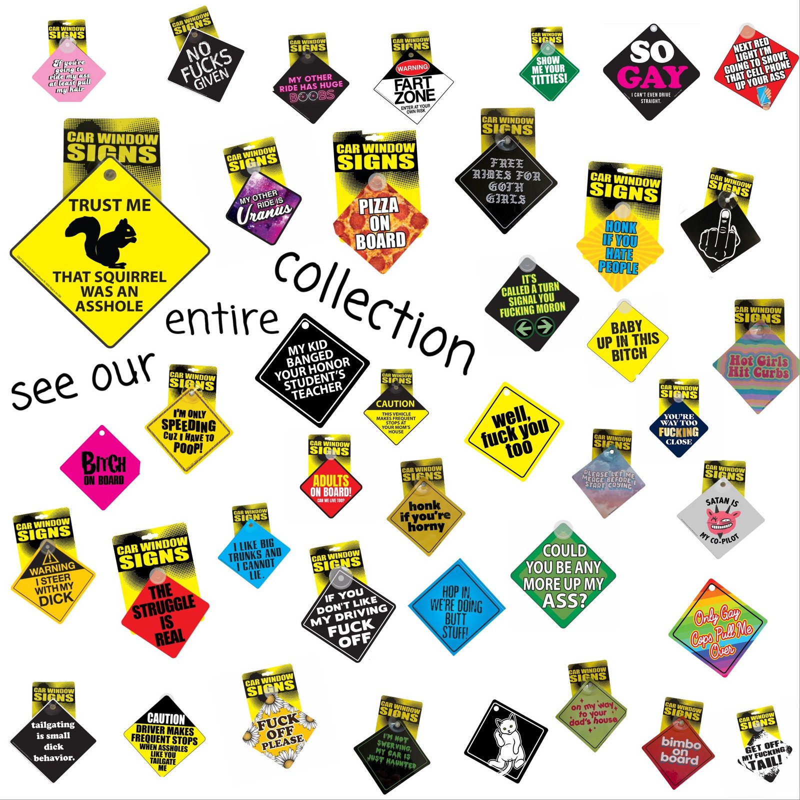 Baby Up in this BITCH – Plastic Car Window Suction Cup Decal Sign – Made in USA
