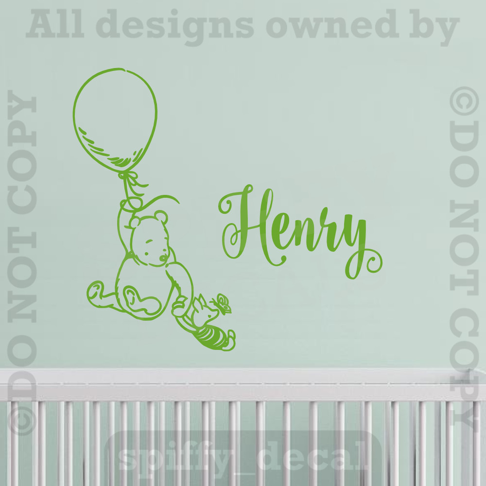 Personalized Name Classic Pooh Balloon Quote Vinyl Wall Decal Decor Sticker