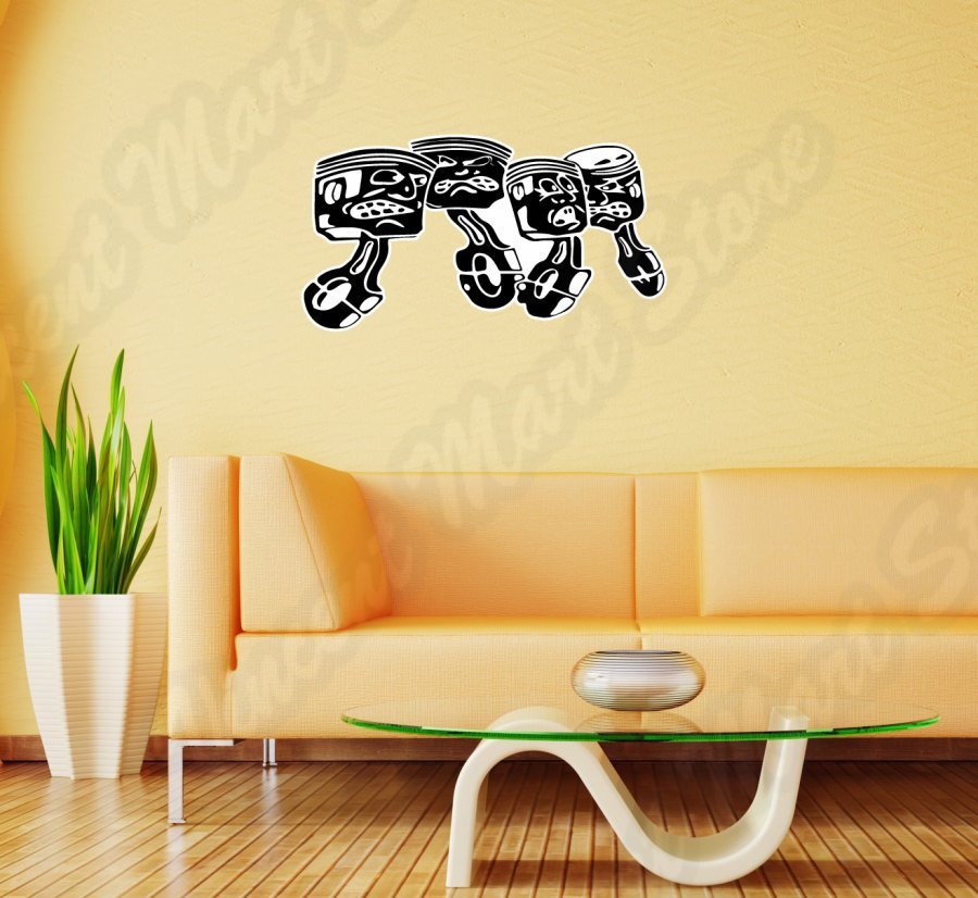 Auto Engine Piston Cylinder Motor Tool Wall Sticker Room Interior Decor 25"X16"