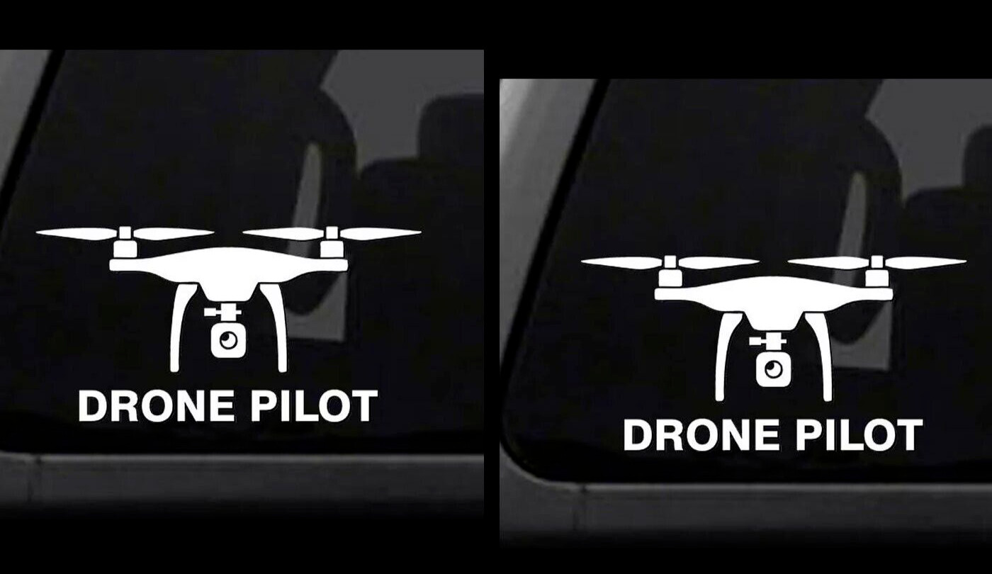 DRONE PILOT – Two 6" White Vinyl decals drone hobbyist car truck window laptop