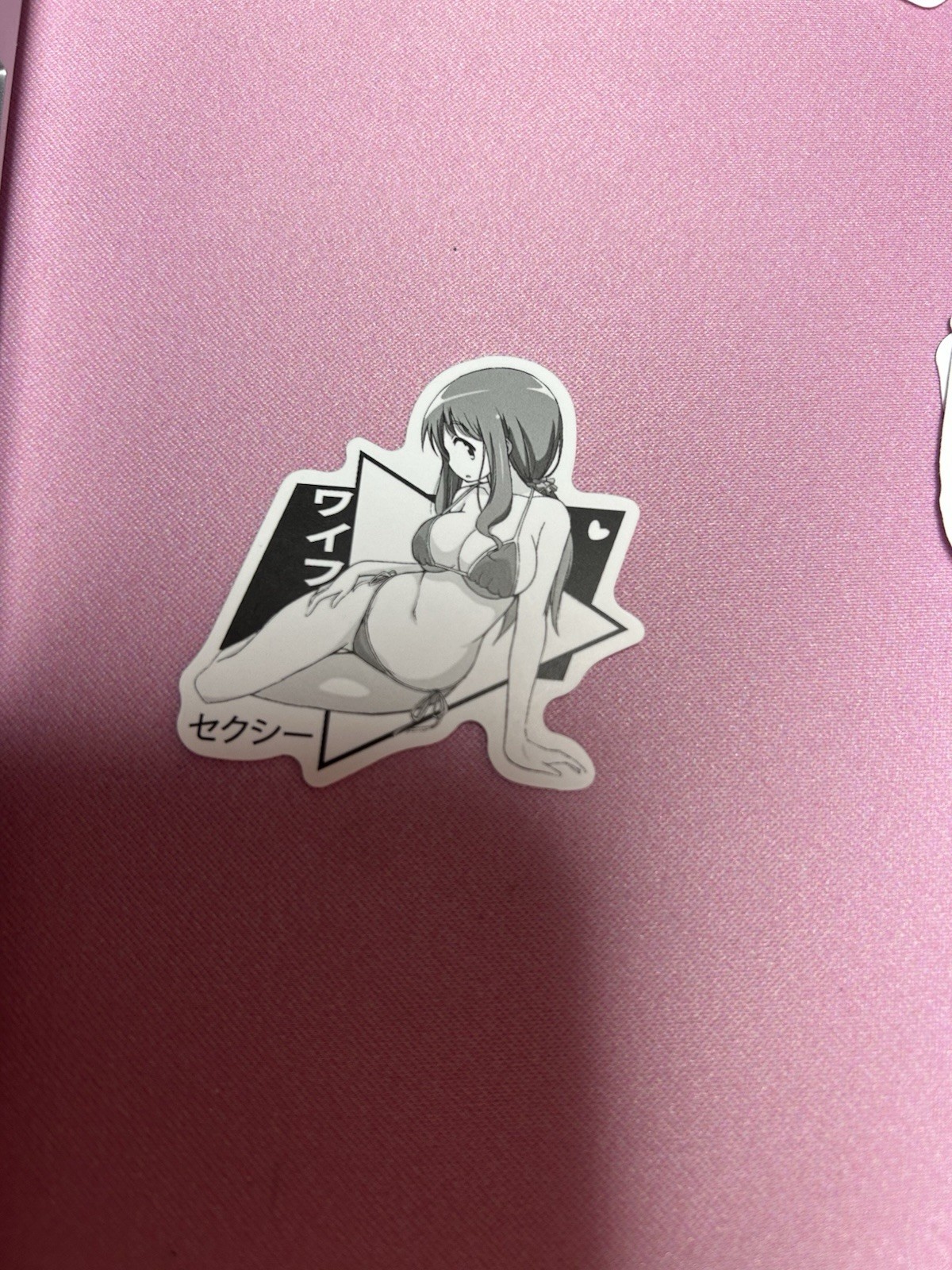 black and white waifu lewd stickers #15