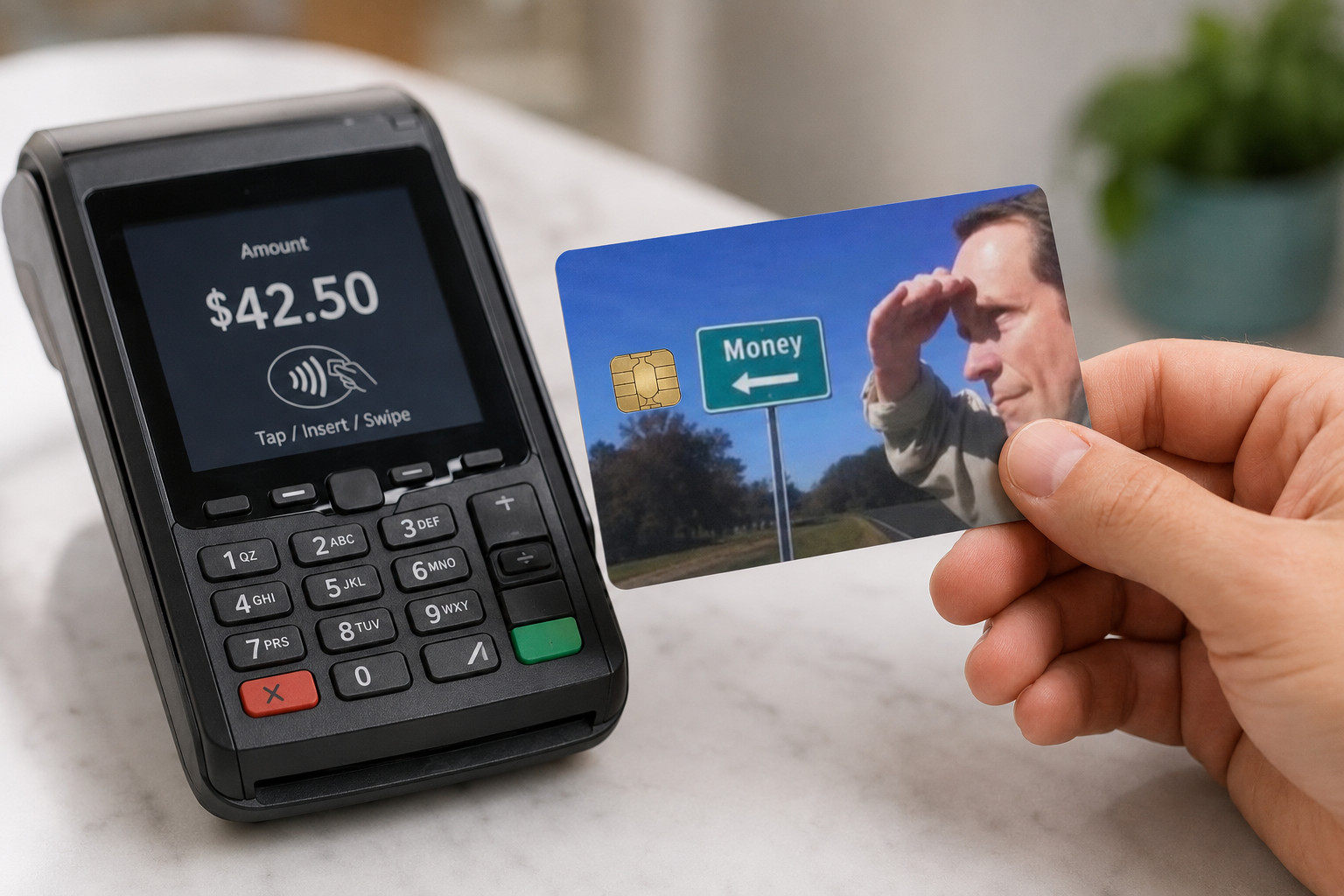 Funny Search for Financial Stability Money Meme Debit Card Credit Card Skin