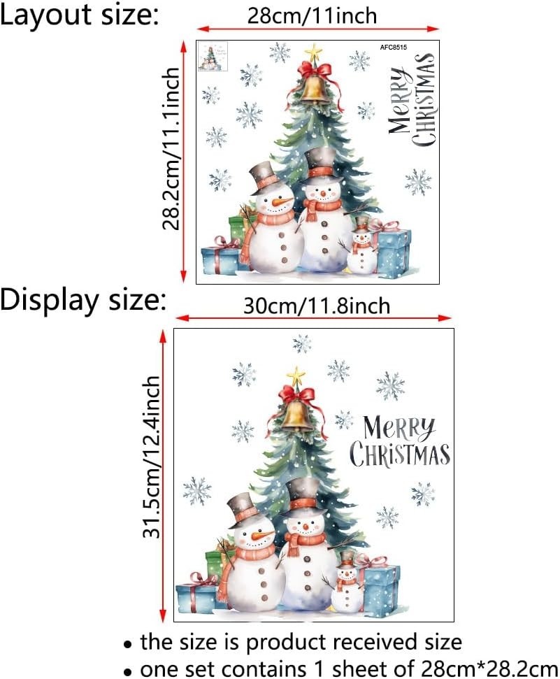 2Pcs Christmas Snowman Toilet Sticker Holly Colorful Balls Toilet Seat Cover
