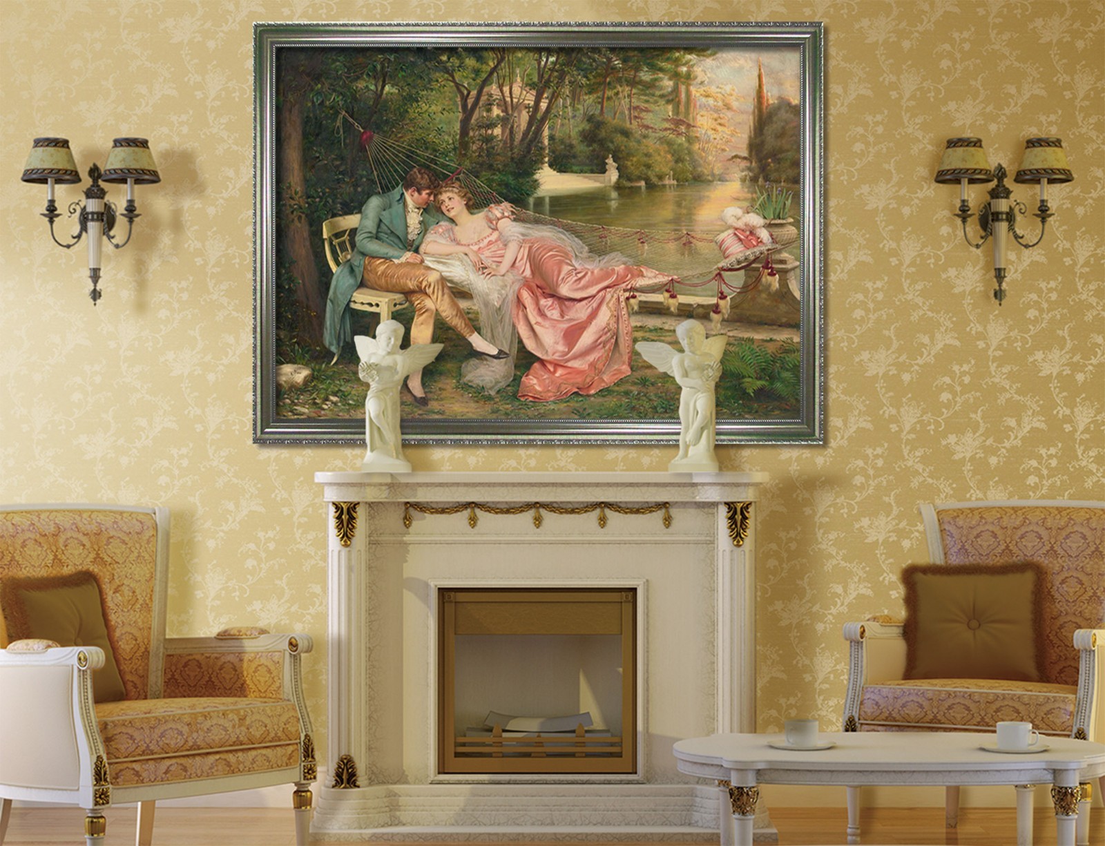 3D River Lovers 5 Fake Framed Poster Home Decor Print Painting Unique Art Summer
