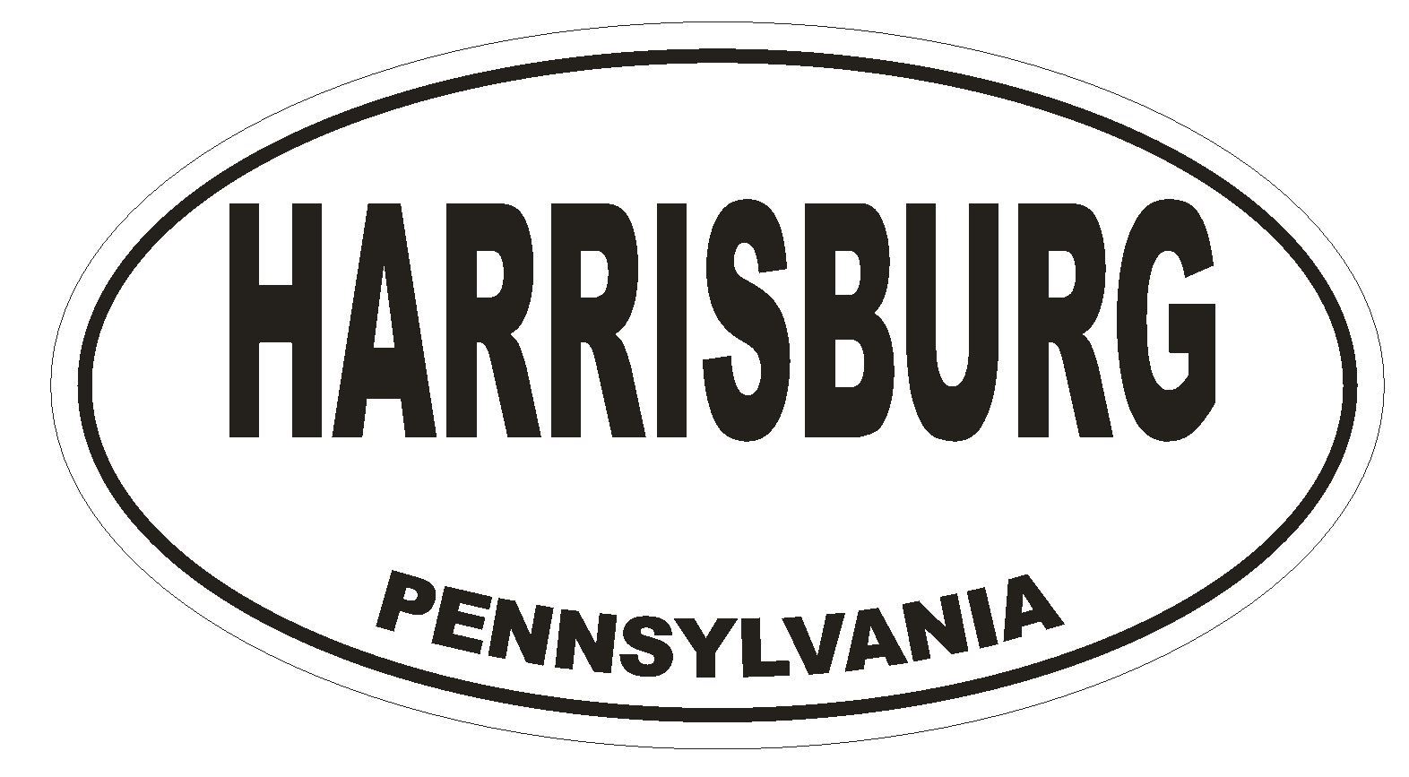 Harrisburg Pennsylvania Oval Bumper Sticker or Helmet Sticker D1684 Euro Oval