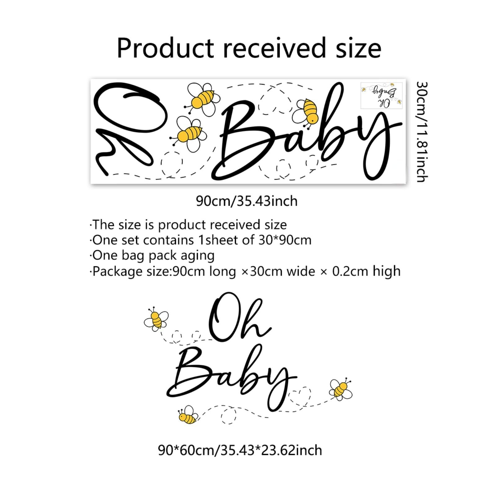 Oh Baby Letters Bees Decal Sign for Backdrop Boy Girl Neutral Gender Reveal D…