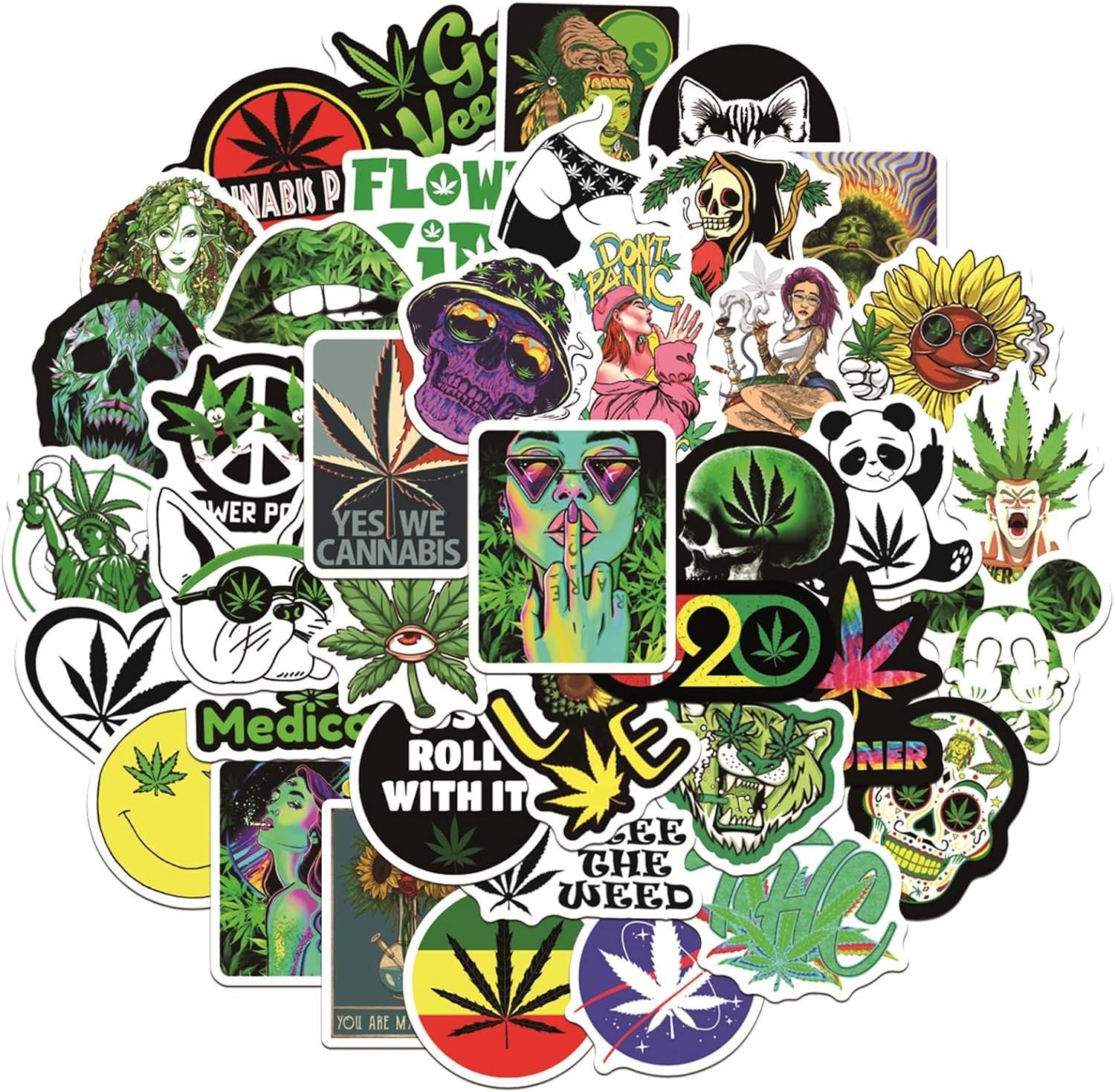 Weed Stickers for Adults, 50PCS Plant Vinyl Waterproof Sitckers