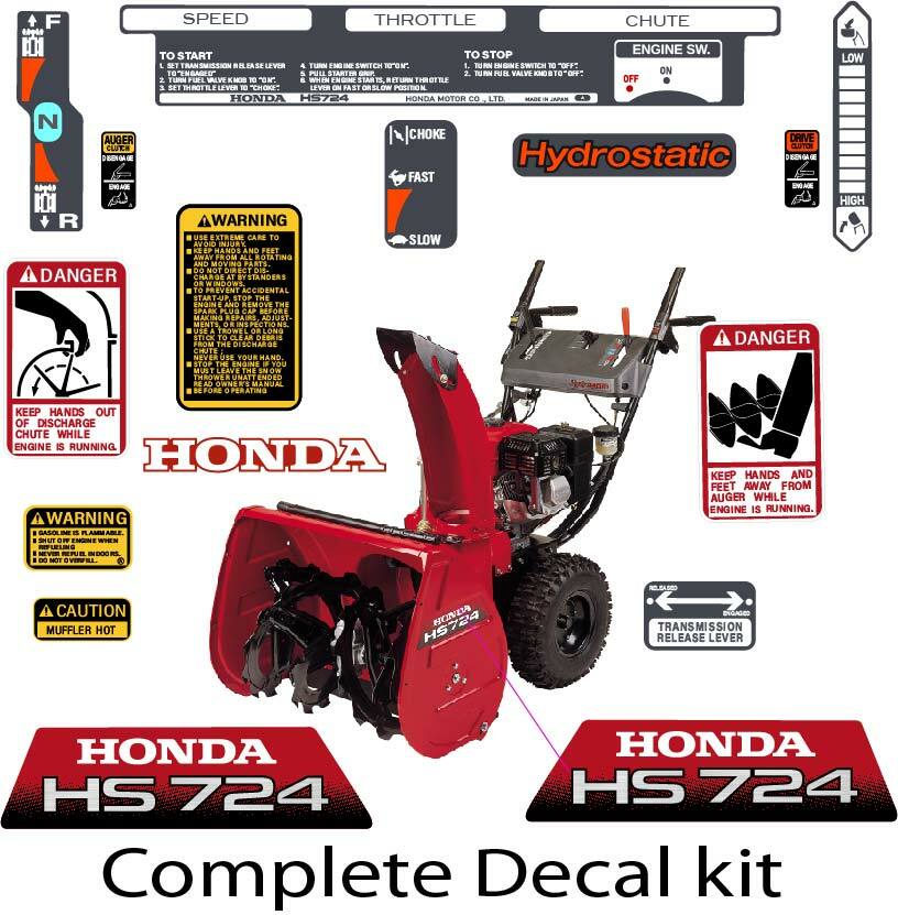 Honda Snow blower HS 624 724 828 928 1132 1332 Decal Sticker Kit WA WAS TA TAS