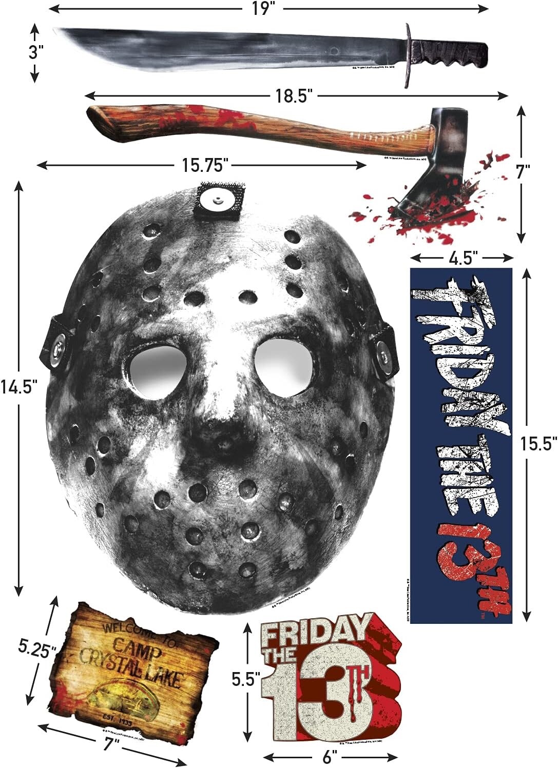 Trends International Friday The 13th Large Full Color Wall Decal 22 x 0.02 x 34