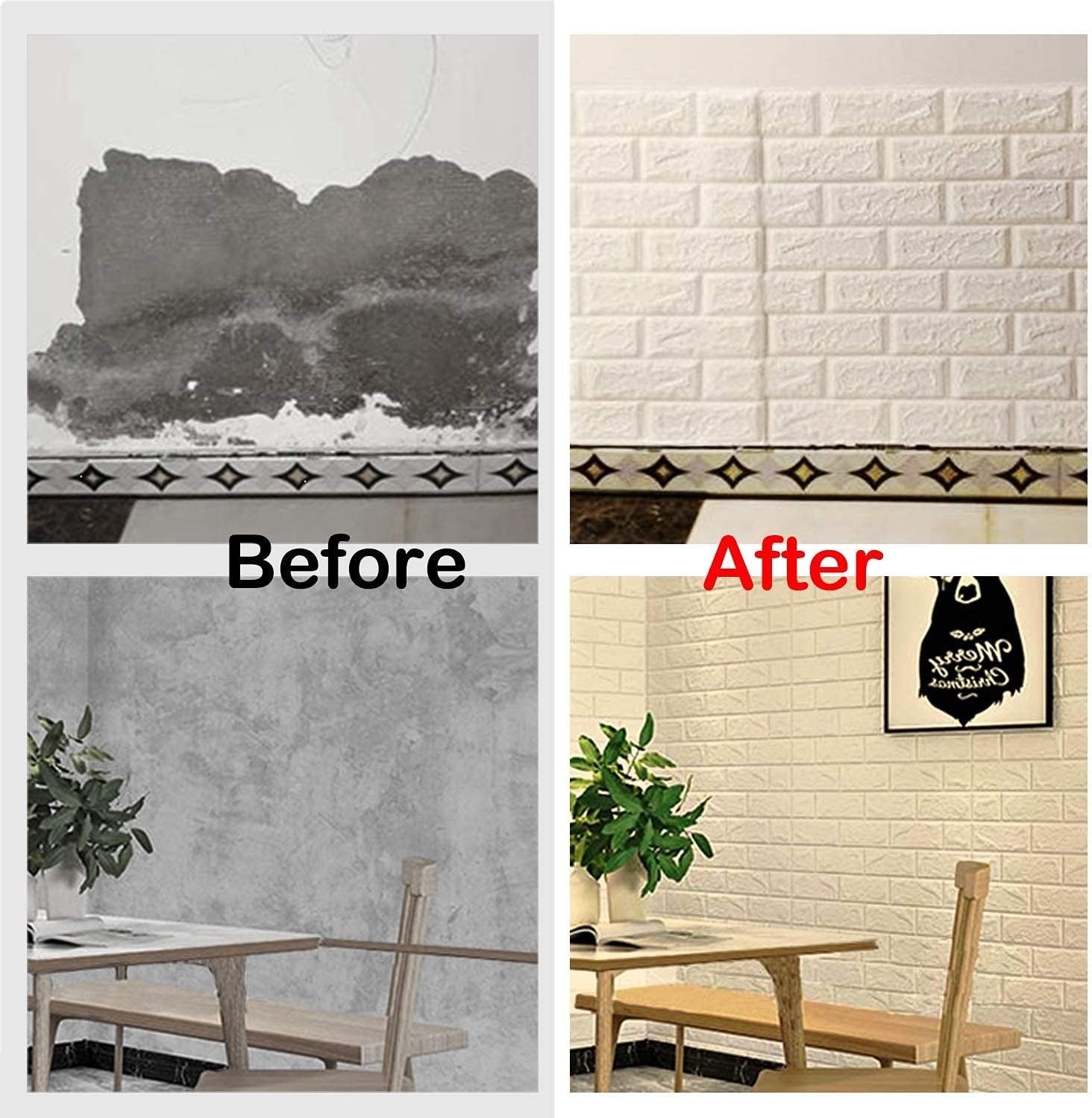 Customizable 3D White Brick Wall Panels – 30 Pcs Peel & Stick for Various Rooms