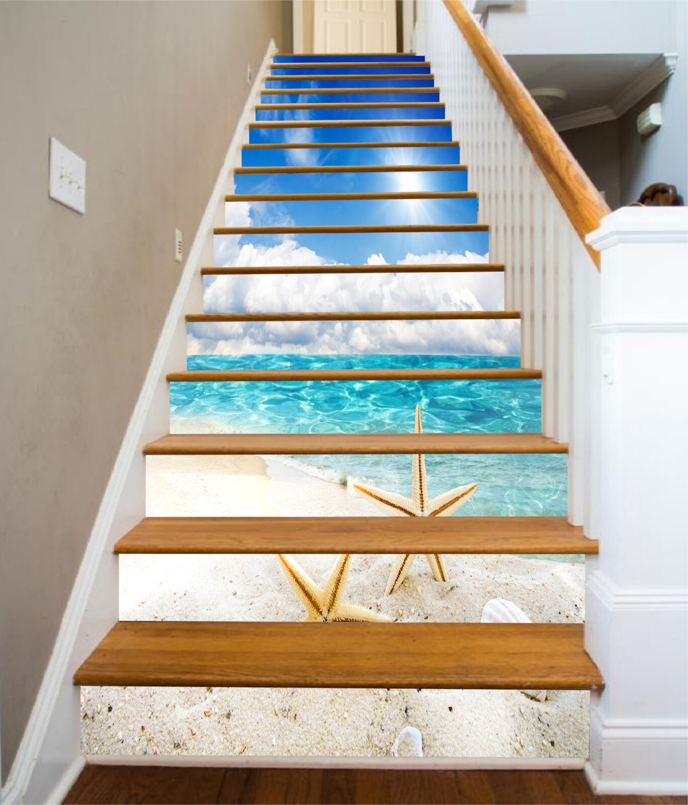 3D Starfish Shell AZ928 Stair Risers Decoration Mural Vinyl Wallpaper Kay