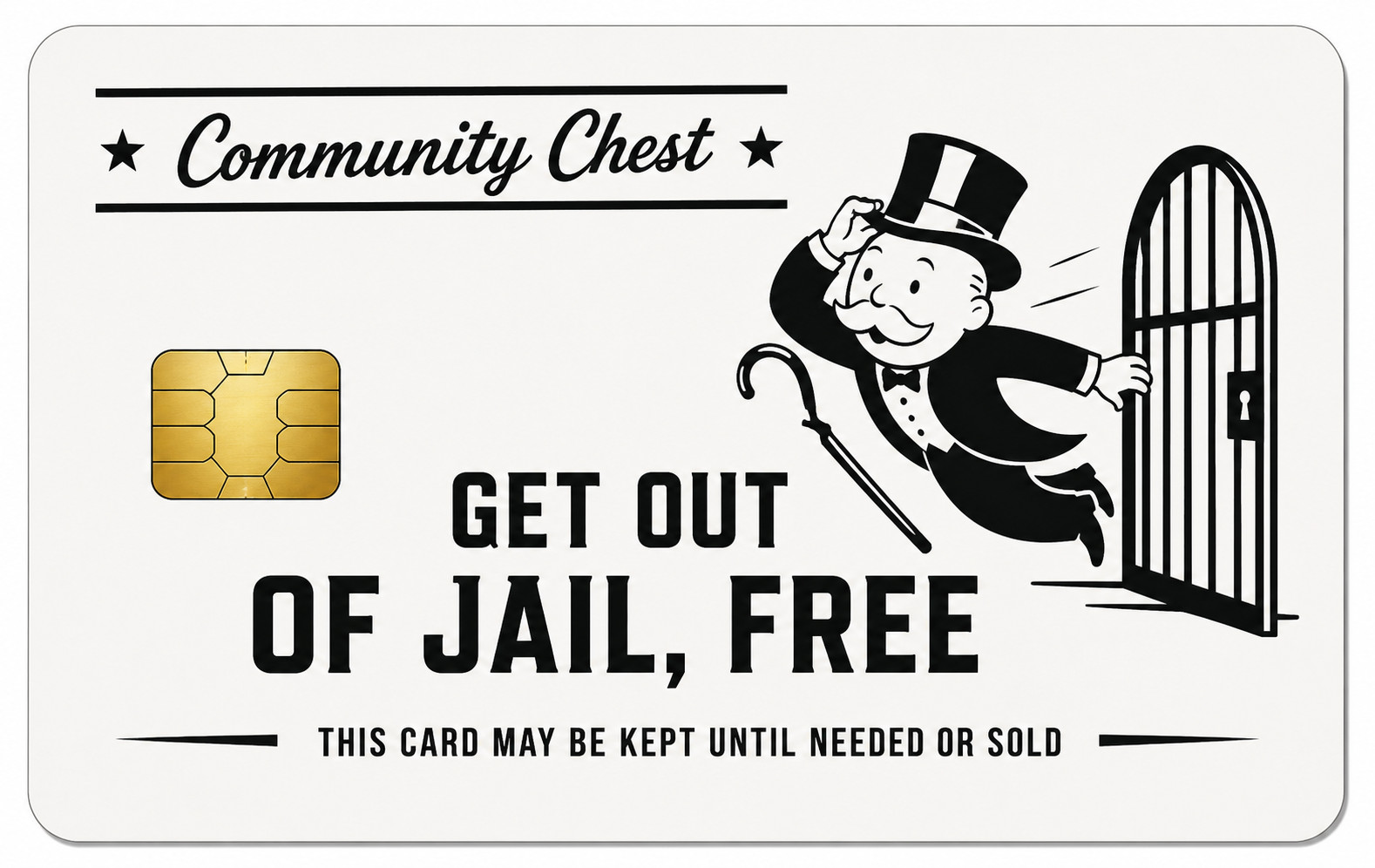 Get Out of Jail Free Credit Card Skin Debit Card Vinyl Sticker Wrap