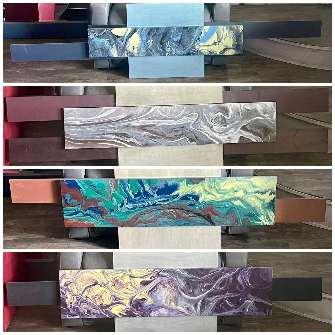 handmade wall art/decor (blue/gray/brown/beige/copper/yellow/purple