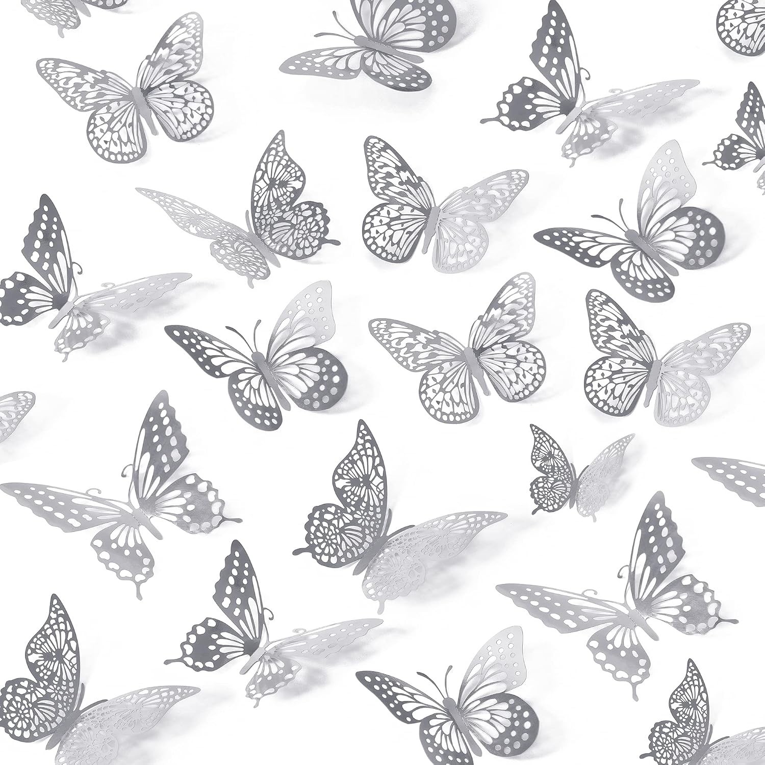 SAOROPEB 3D Butterfly Wall Decor 48 Pcs 4 Styles 3 48 Pcs, Laser Pinkpurple
