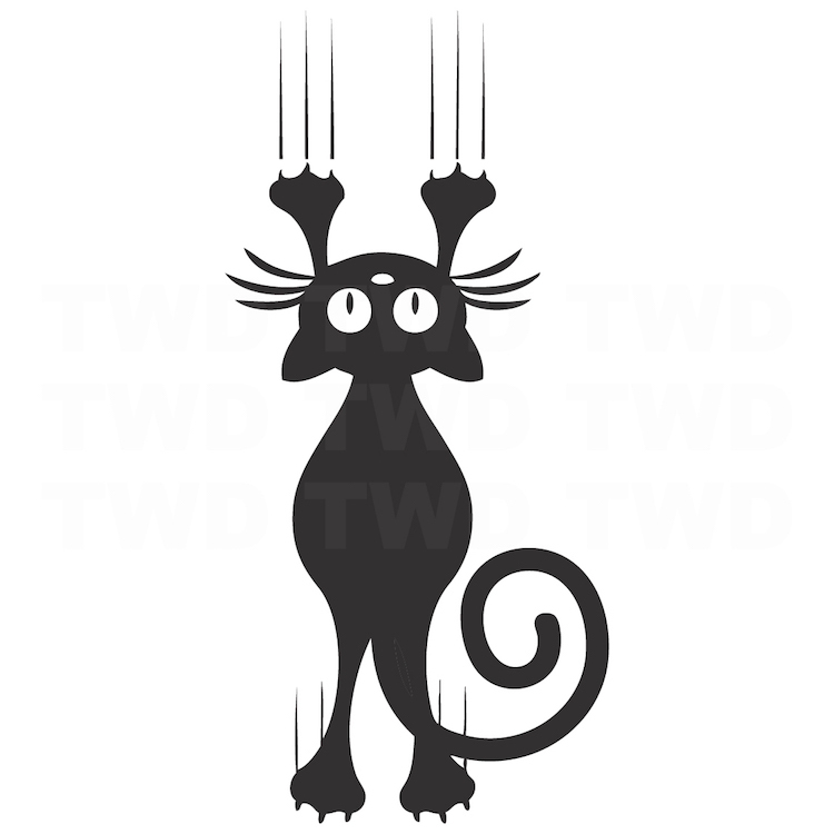 Cat Scratching Wall Decal, Cat Falling Wall Vinyl, Funny Cat Wall Sticker, a96