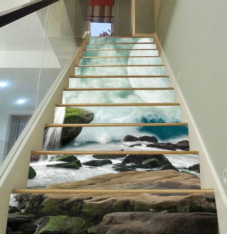 3D Stone Moon 647NA Stair Risers Decoration Photo Mural Decal Wallpaper Fay