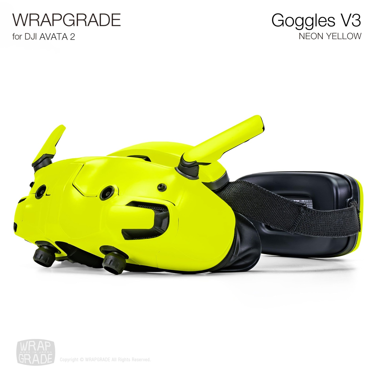 "Skin Stickers for DJI Goggles 3 – Neon Yellow Wraps & Protection"