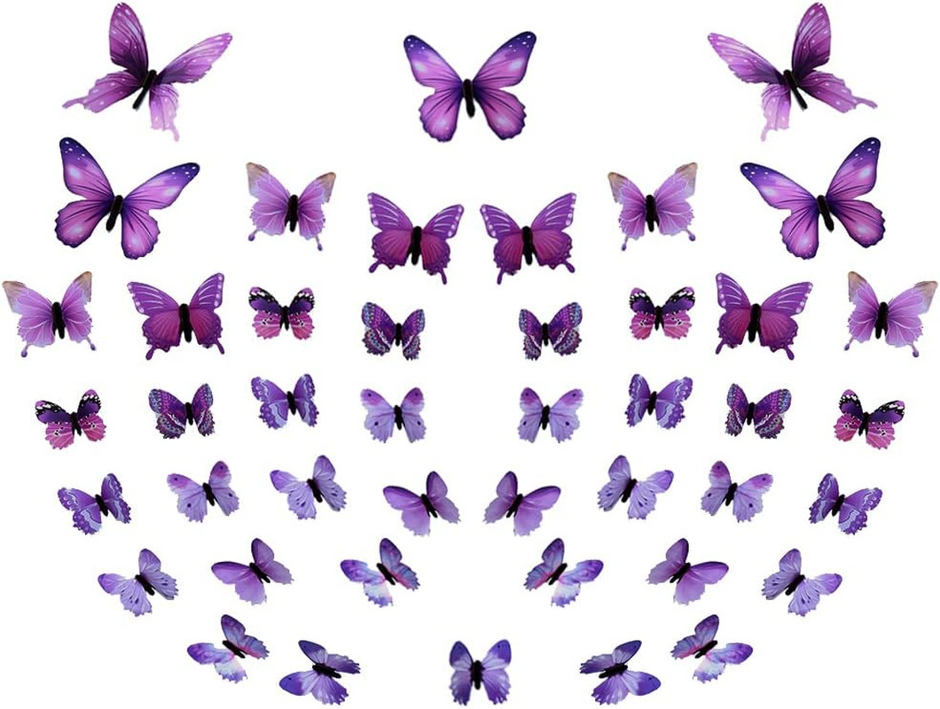 132 Pcs Butterfly Decals, 3D Colorful Butterfly Wall Stickers, 3D Plastic Butter