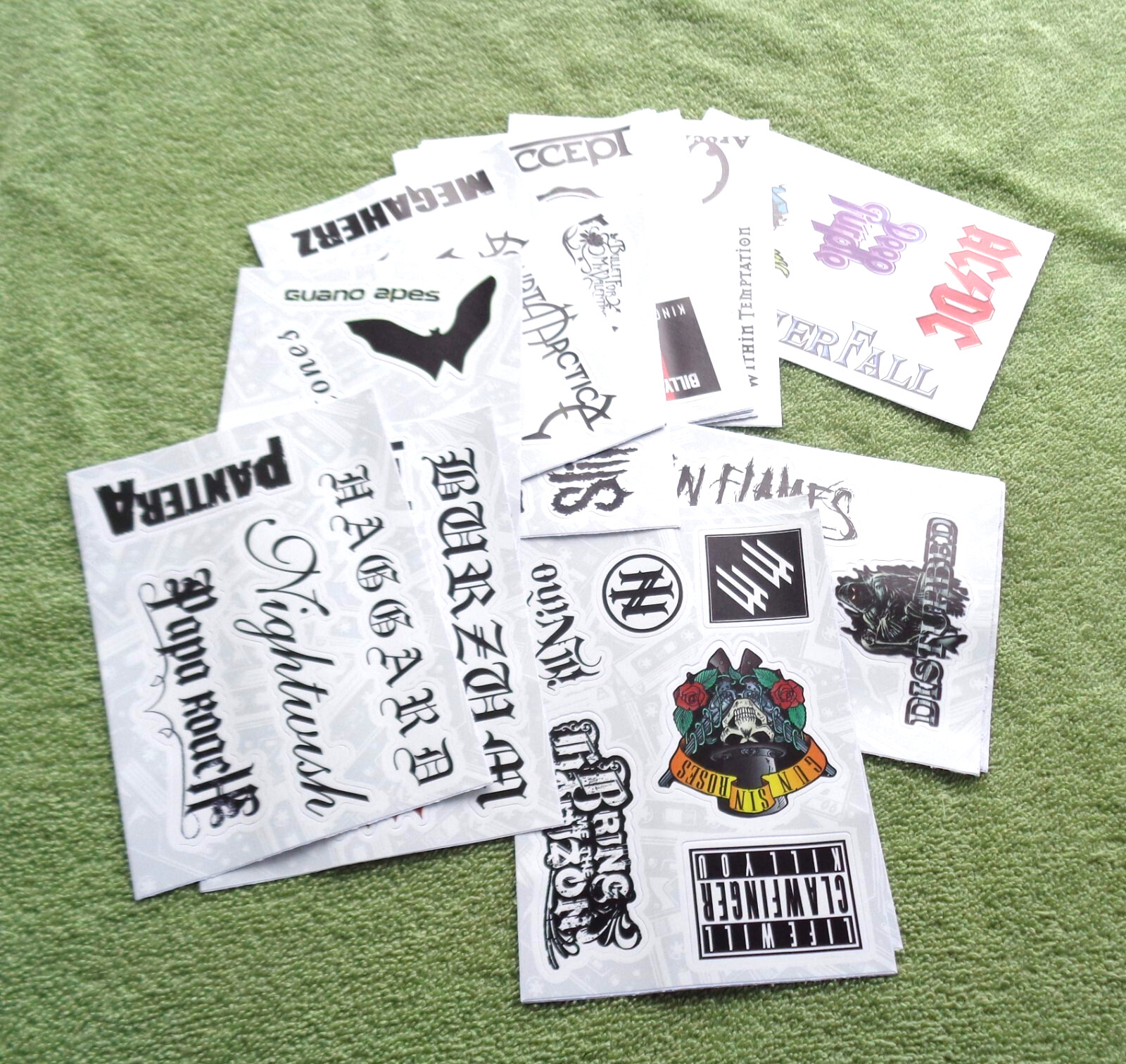 Lot of 19 Sheets of Rock Band Decals- 84 Different Decals Total- NEW