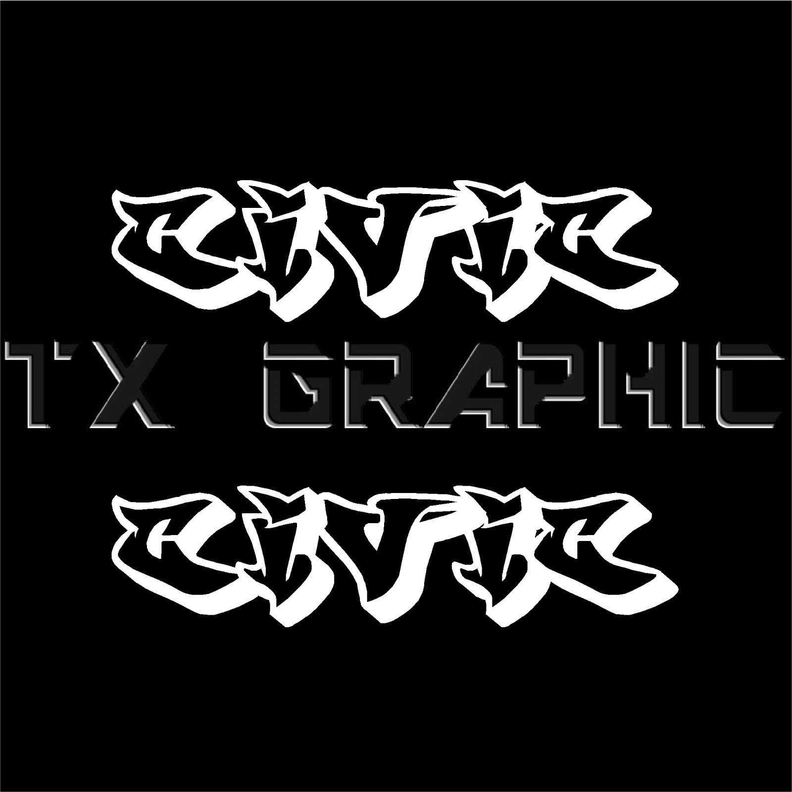 1 SET OF 2, CIVIC GRAFFITI 3D STYLE DECAL STICKER JDM