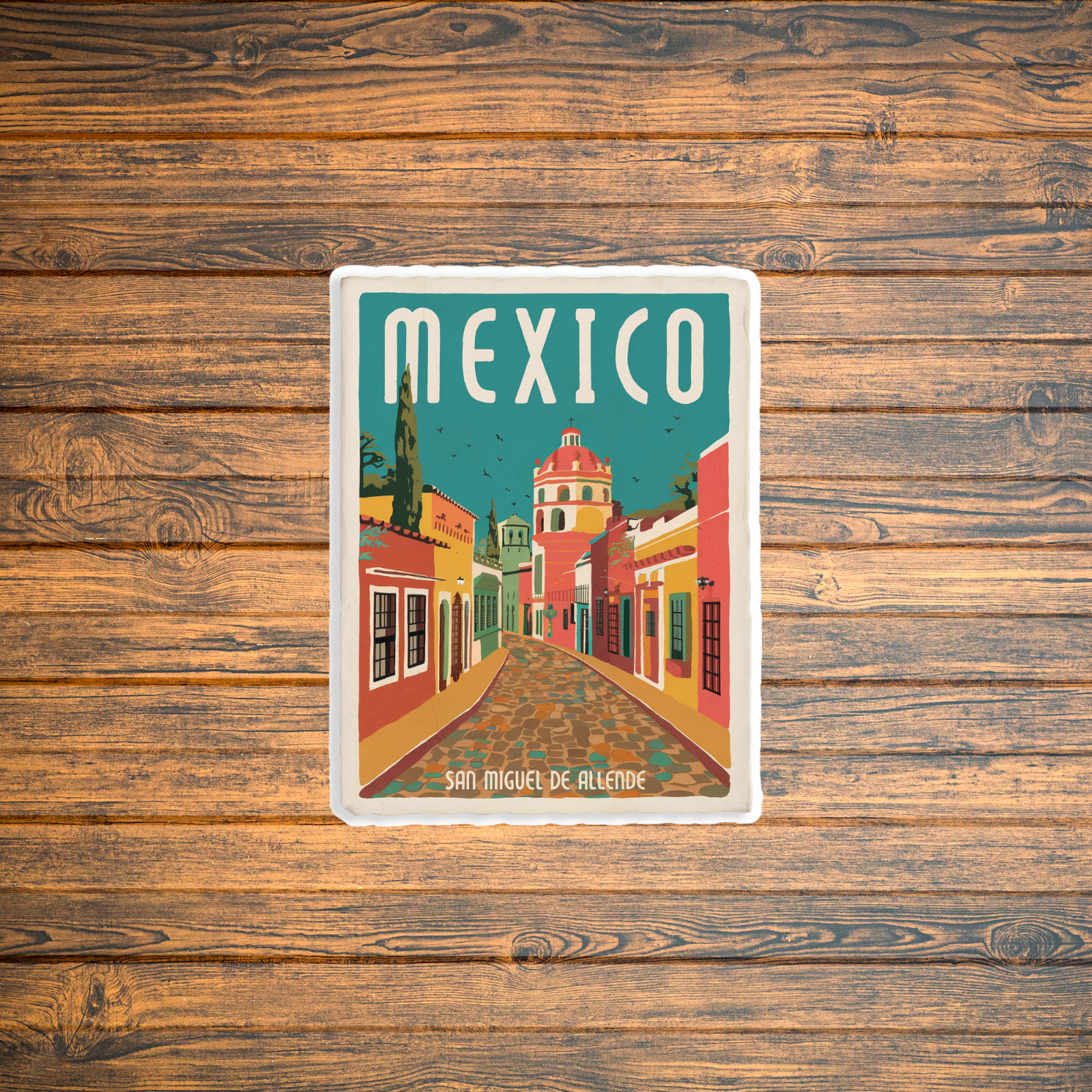 Vintage Mexico Travel sticker – Colorful San Miguel de Allende Art Print #3143