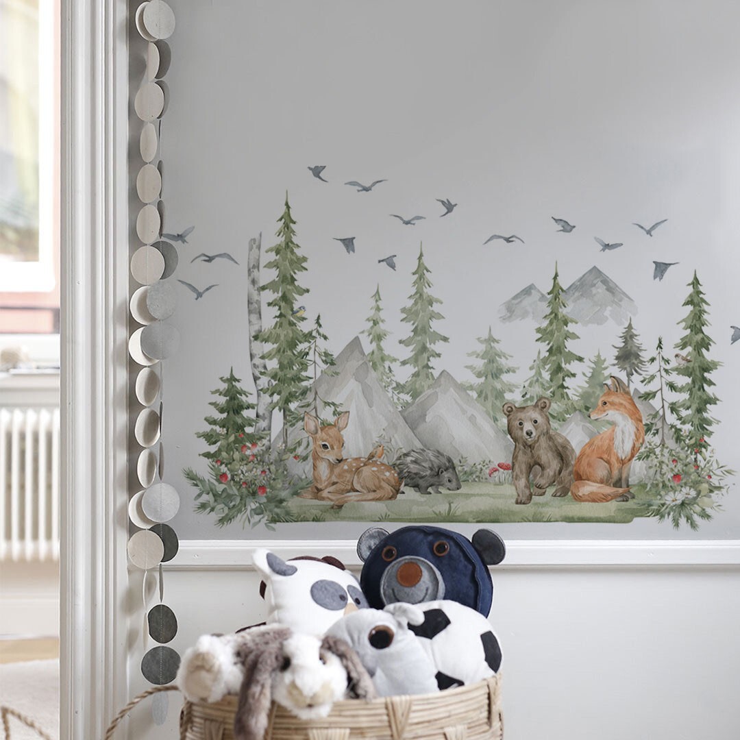 Nordic Forest Animals Wall Decals for Nursery, Kidsroom Wall Stickers Baby Room