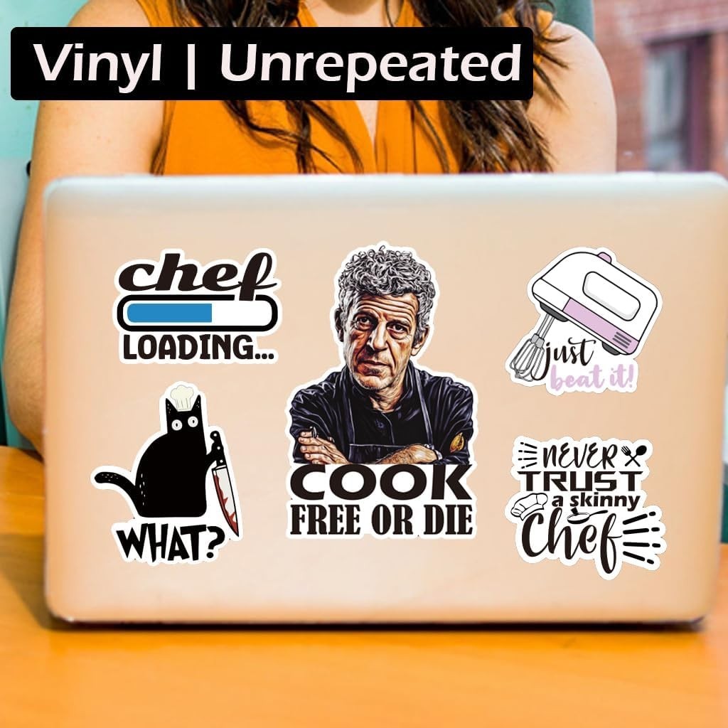 Funny Chef Stickers Pack Waterproof Vinyl Decals Water Bottles