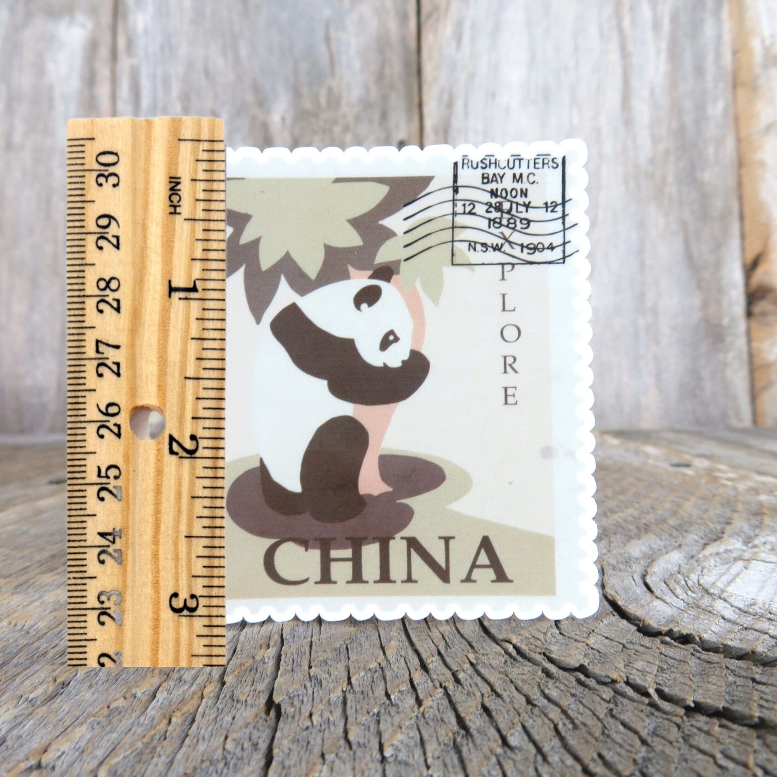 China Panda Bear Postage Stamp Sticker Waterproof Travel Souvenir Water Bottle