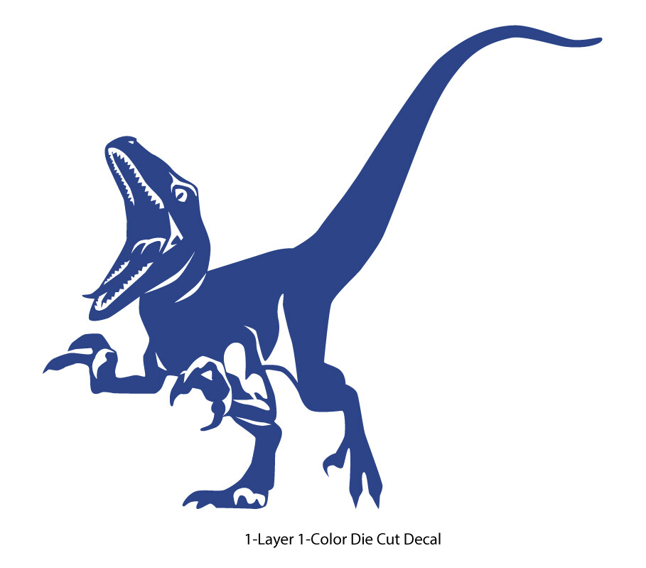 Dinosaur – Roaring Velociraptor #4 – Jurassic Period – 4-21" wide – DieCut Decal