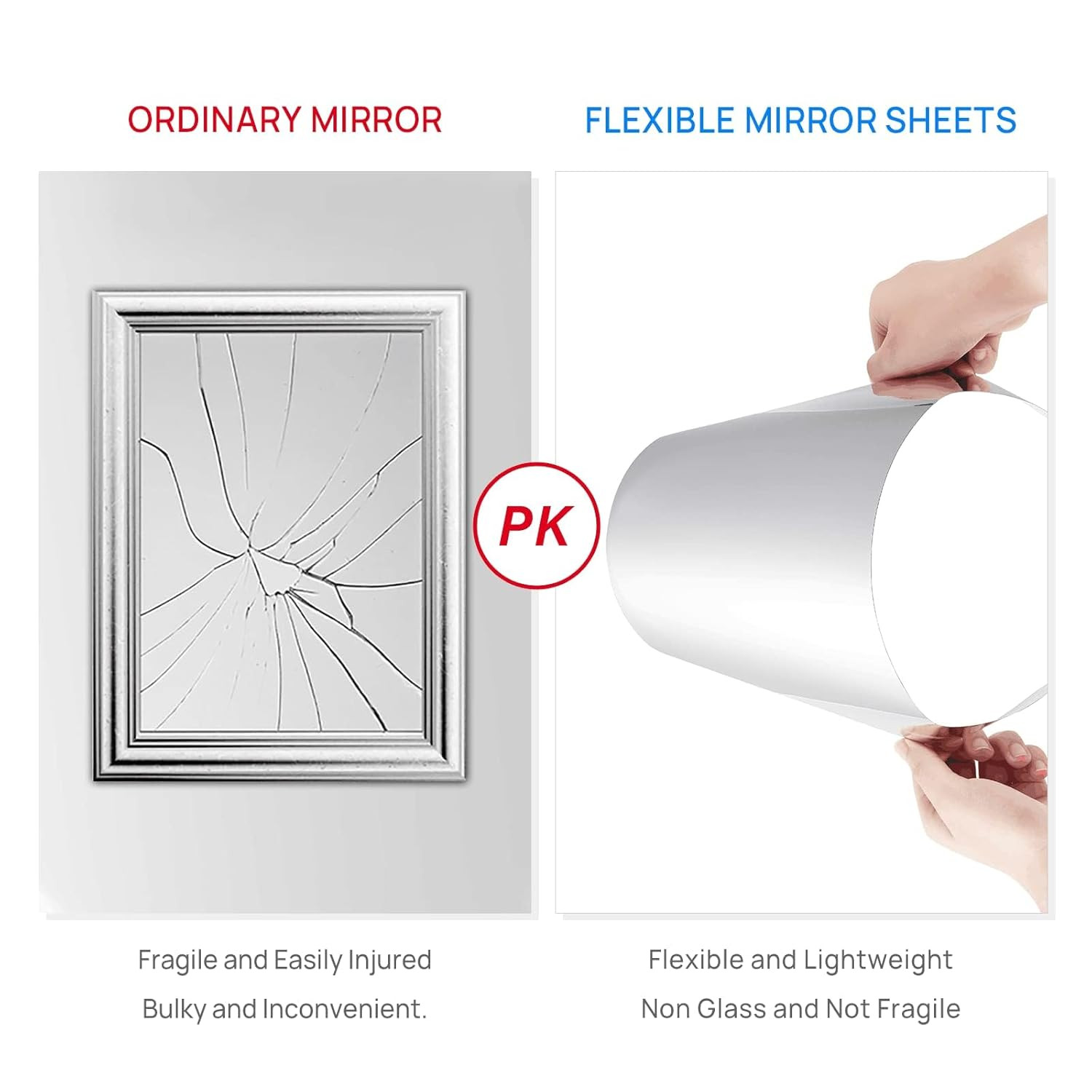 Mirror Wallpaper Peel and Stick Mirror Adhesive Mirror Sticker for Walls Flexibl