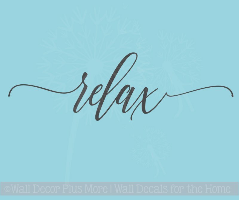 Bathroom Wall Decor Relax Cursive Vinyl Word Lettering Bath Wall Decals Stickers