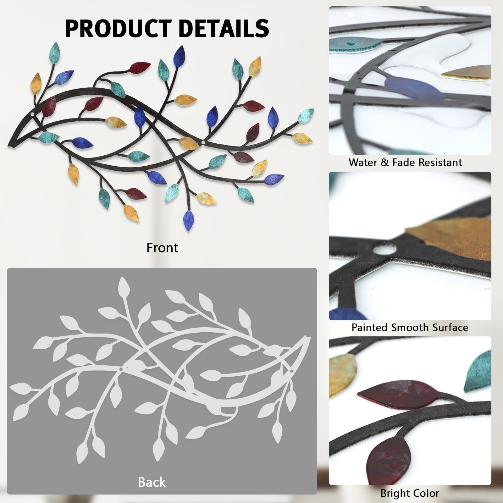 Meltset Metal Tree Leaf Wall Decor, Vine Olive Leaf Branch Wall Art, Wrought …