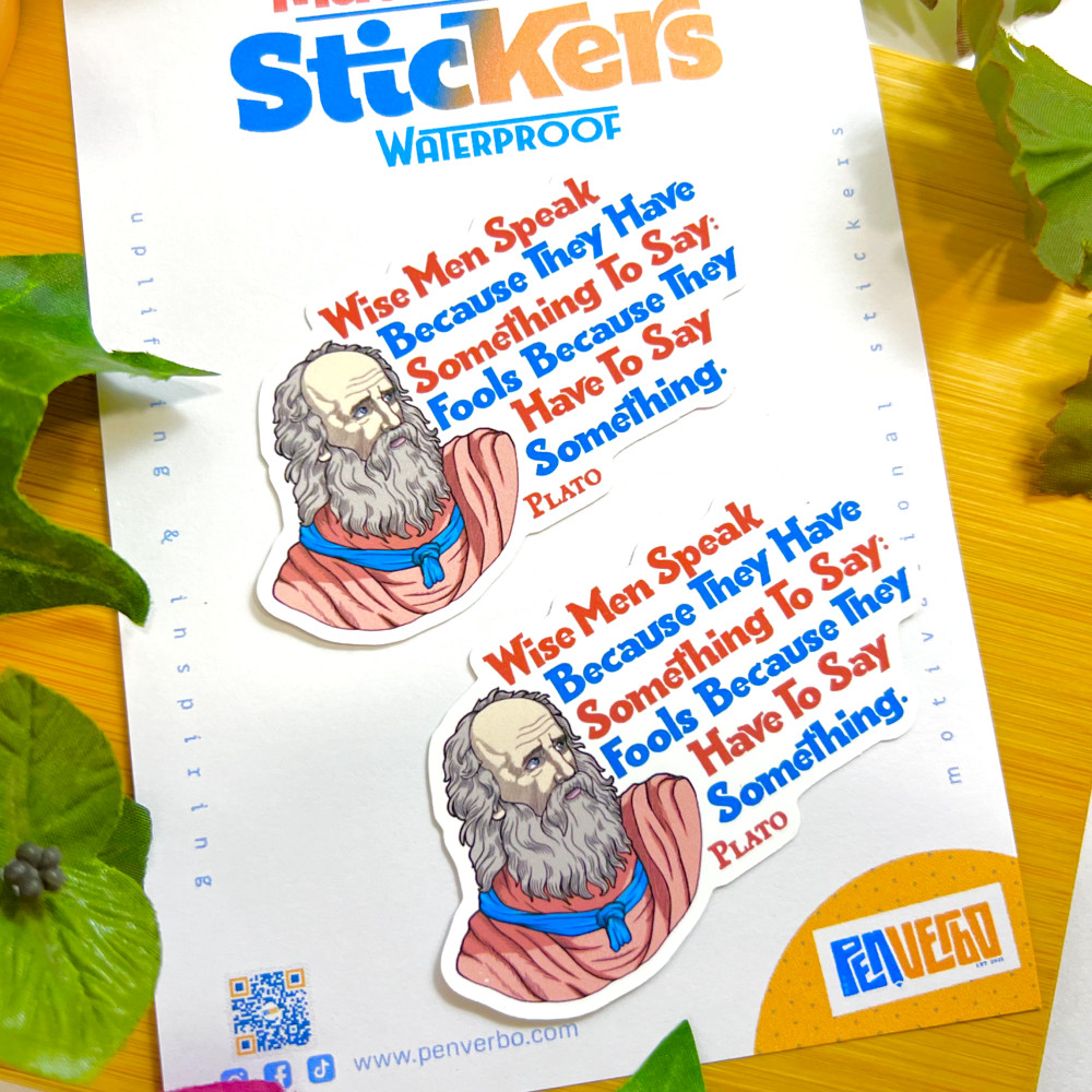 Plato Quote Sticker 2pcs | Wise Men Speak | Motivational Sticker | PI513