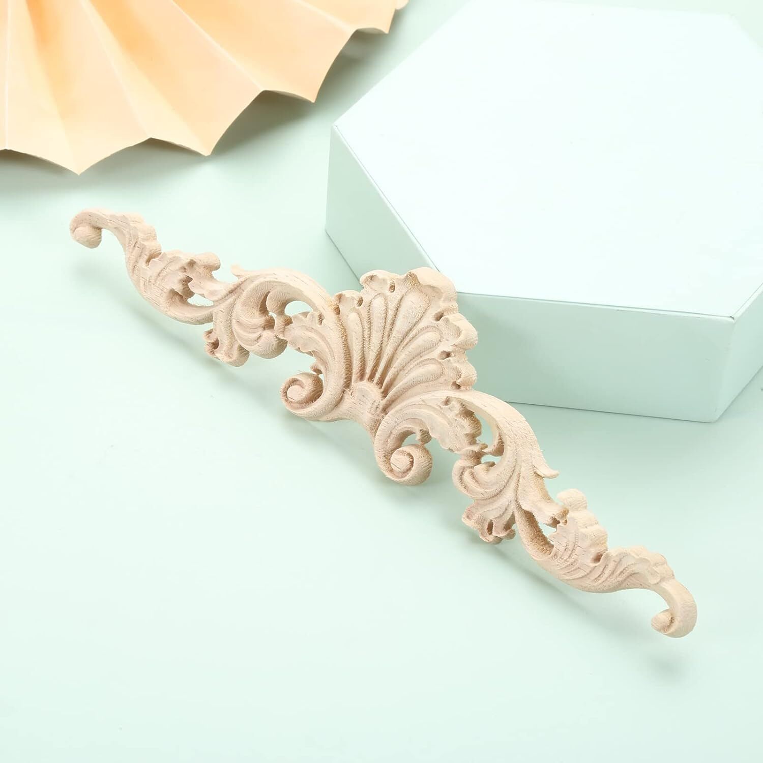 MUXSAM Wood Carved Onlays Appliques, Clear Carving 20x5cm/7.9"x2", 1-Pack