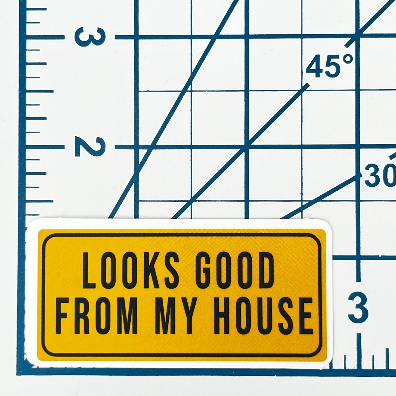 Looks Good From My House Vinyl Sticker Novelty Sarcastic Construction Sign Gift