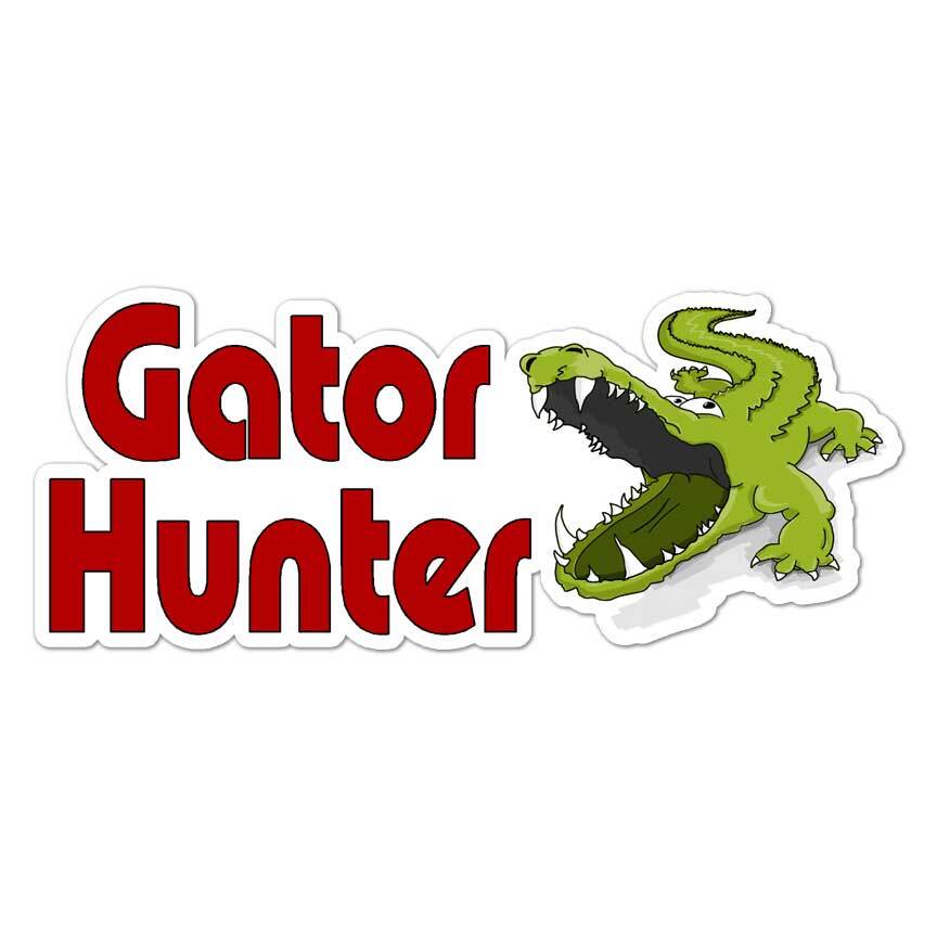 Gator Hunter, Vinyl Decal Sticker, Indoor Outdoor, 3 Sizes, #8281