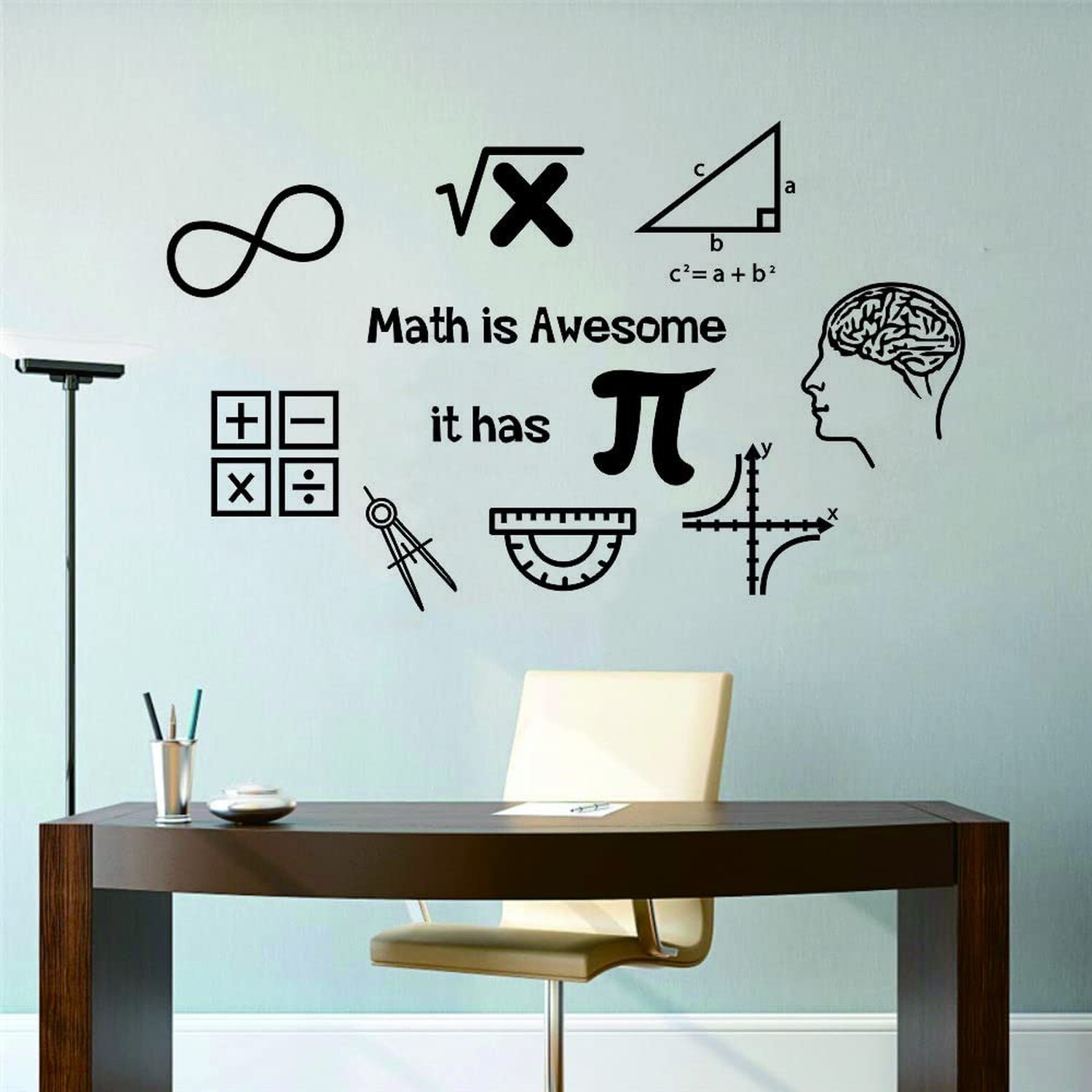 Math Wall Decal Math is Awesome Removable Vinyl Stickers Classroom Students M…