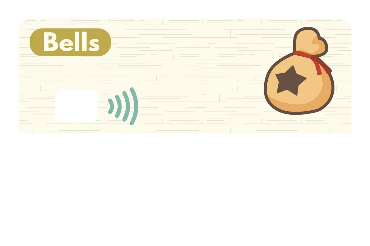 Bells Animal Crossing Card Skin 4 Pack Bell Bag Nintendo Gamer Decal Sticker