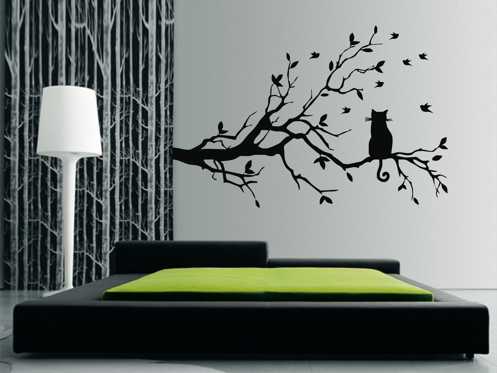 CAT SITTING ON A BRANCH – Wall Art Stickers, Decals – 100 x 57cms, Lovely design