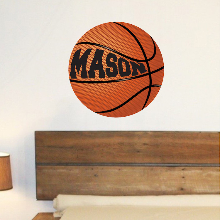 Custom Basketball Name Wall Decal Kid's Room Sports Decal Basketball Art, e43