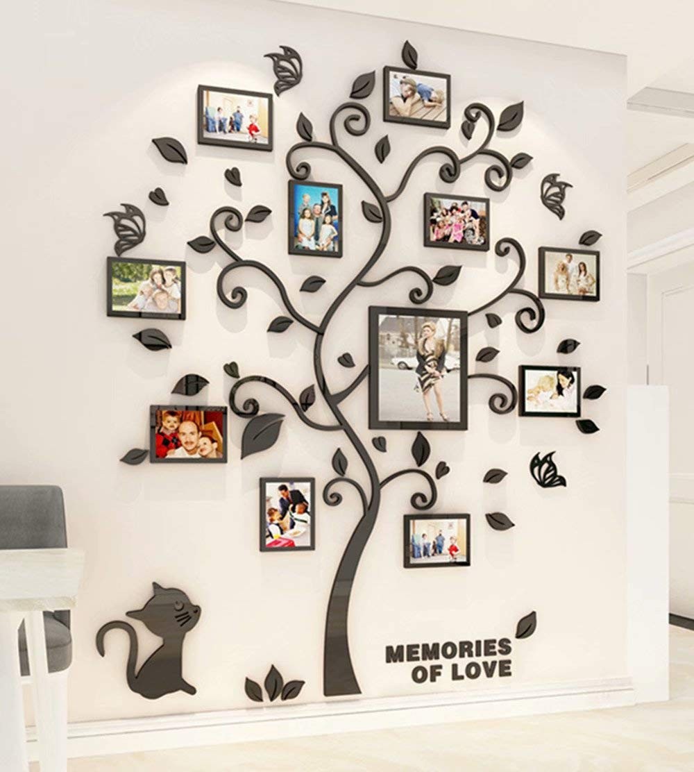 3D Tree Wall Stickers – Family Decor Black Trunk Medium,