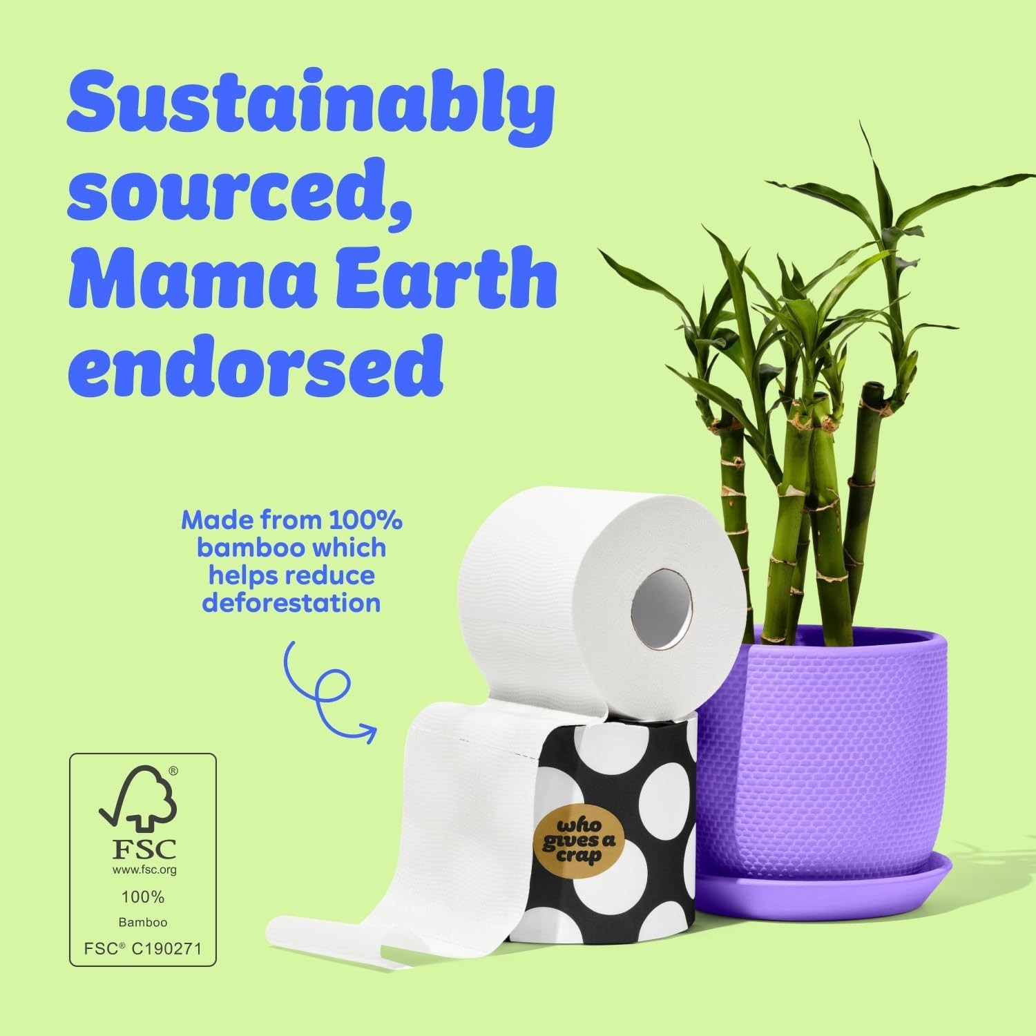 100% Bamboo Toilet Paper, 24 Rolls, 3 Ply, 330 Sheets, Long, Strong & Soft Toile