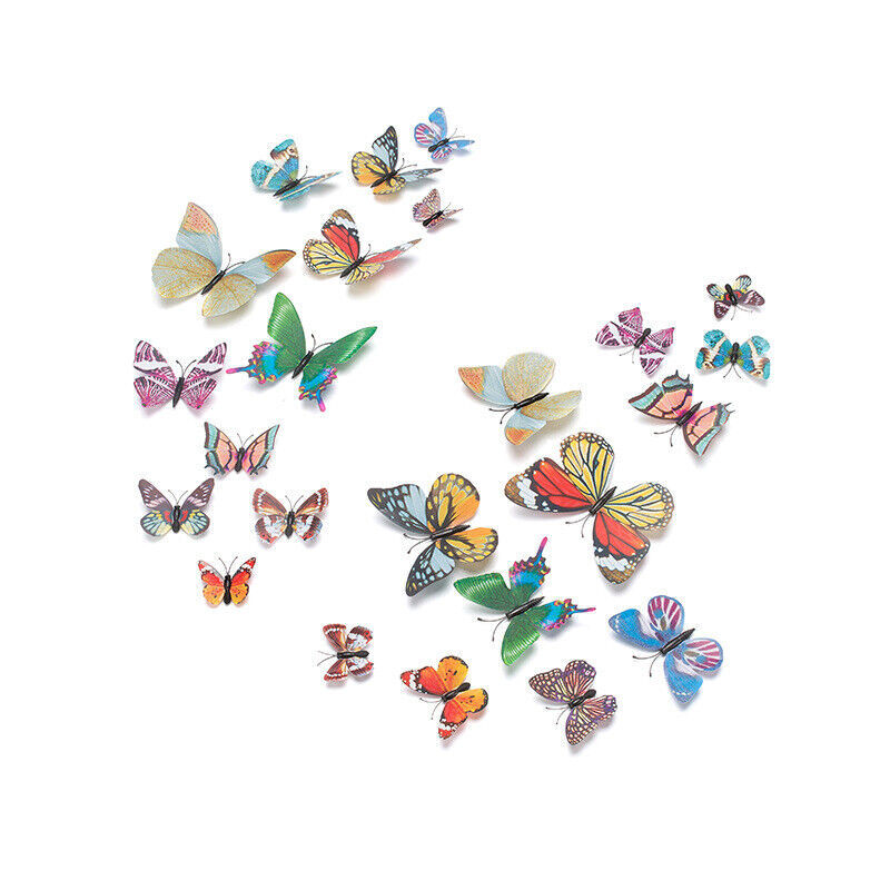 12Pcs 3D Butterfly Glow in The Dark Decal Wall Magnetic Sticker Home Mural Decor