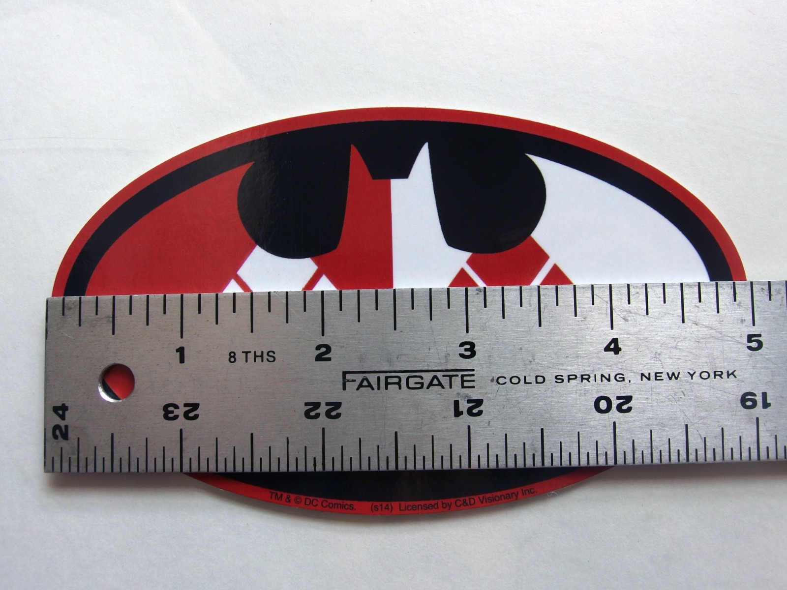 Batman Argyle Logo Sticker DC Comics Harley Quinn Bat Symbol C&D 2014 5×2.875"