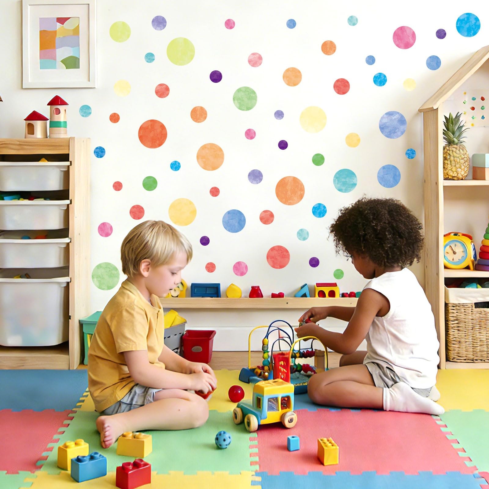 4 Sheets Colorful Polka Dot Wall Stickers – Round Wall Decals Peel and Stick …
