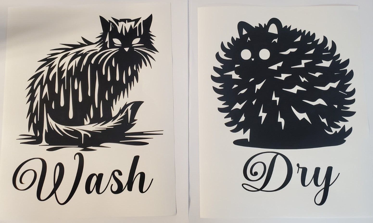 Washer Decal, Dryer Decal, Cat Wash and Dry Stickers, Laundry Room Cat Decor
